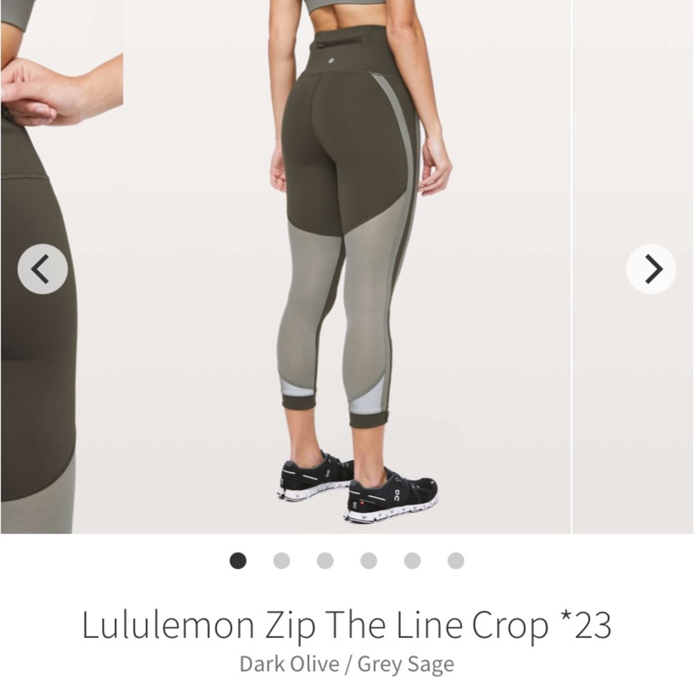 lulemon Athletica Zip The Line Crop 23" Olive / Sage 6